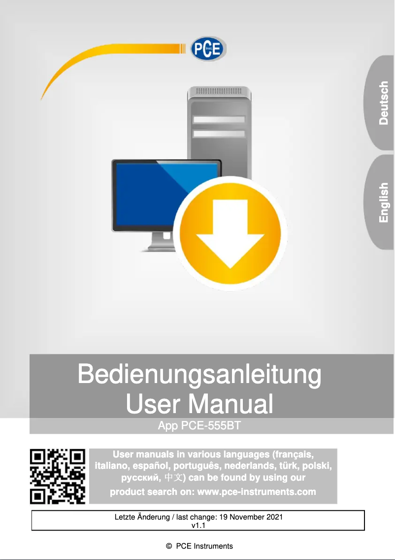 Page n°1 - Manuel utilisateur PCE Instruments PCE-555BT