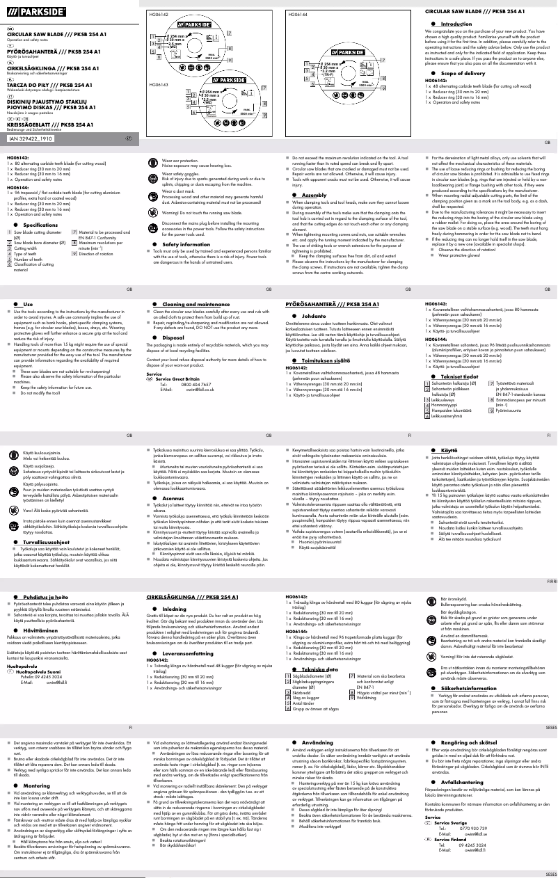 Image de la première page du manuel de l'appareil PKSB 254 A1