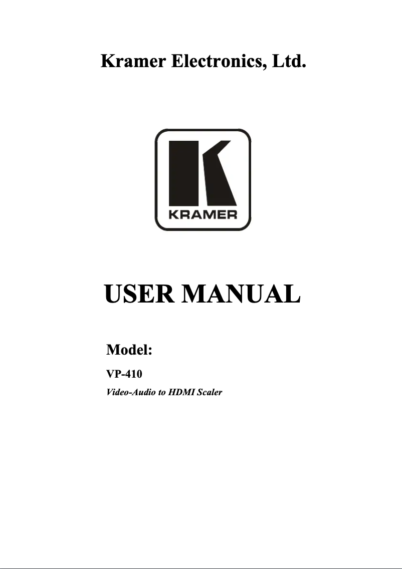 Page 1 de la notice Manuel utilisateur Kramer VP-410