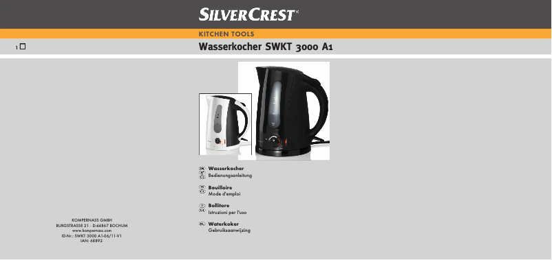 Page n°1 - Manuel utilisateur SilverCrest SWKT 3000 A1
