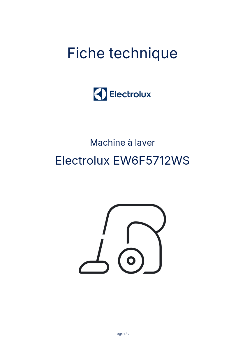 Page n°1 - Fiche technique Electrolux EW6F5712WS