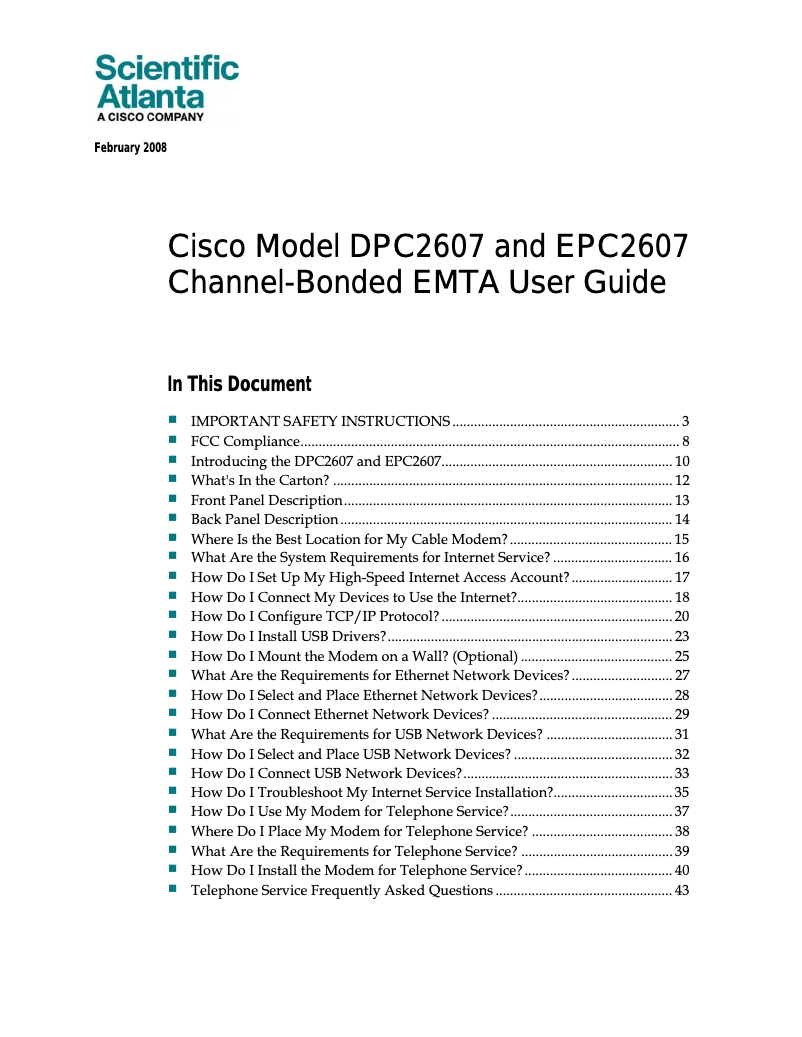 Page n°1 - Manuel utilisateur Cisco DPC2607
