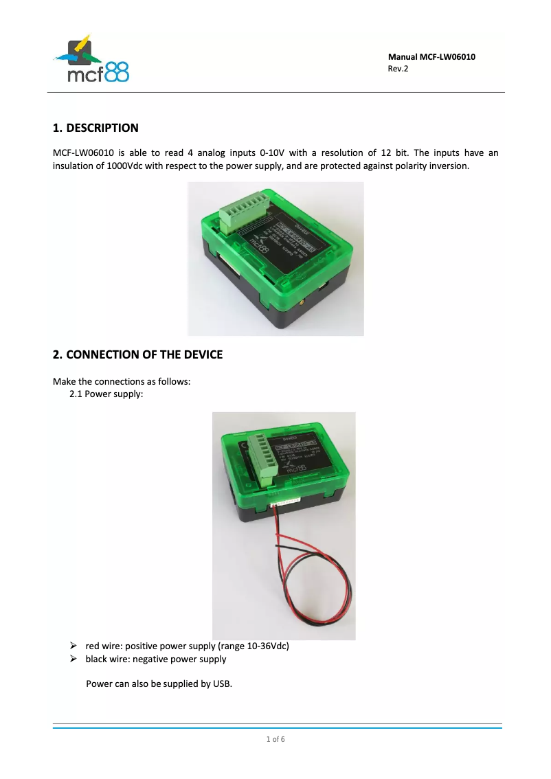 Page 1 de la notice Manuel utilisateur MCF88 MCF-LW06010
