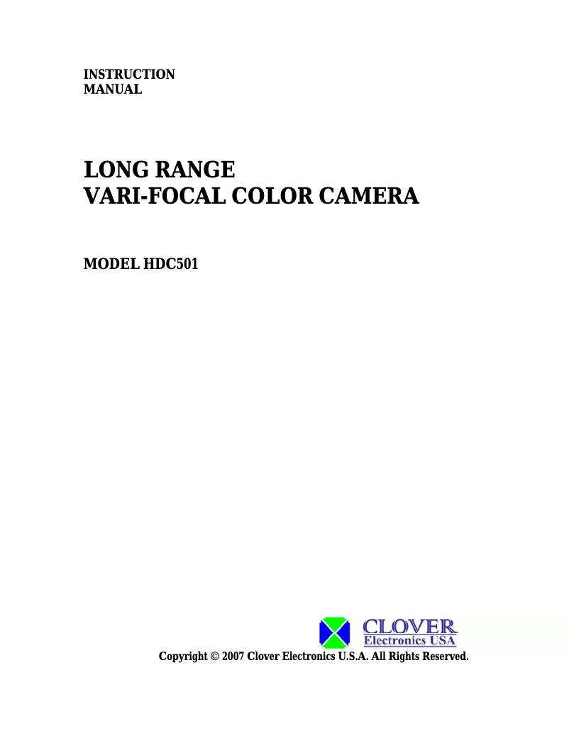 Page 1 de la notice Manuel utilisateur Clover Electronics HDC501