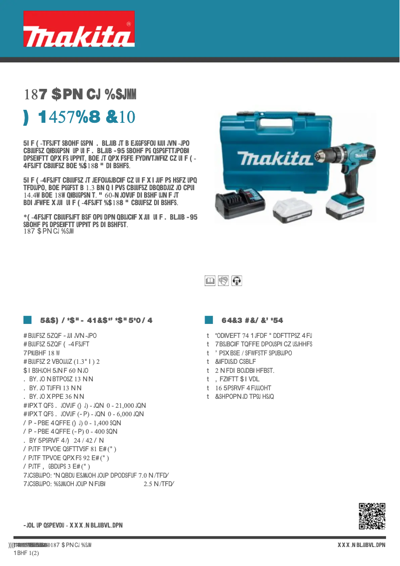 Page n°1 - Fiche technique Makita HP457D