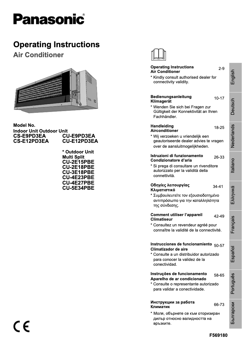 Page n°1 - Manuel utilisateur Panasonic CU-E12PD3EA