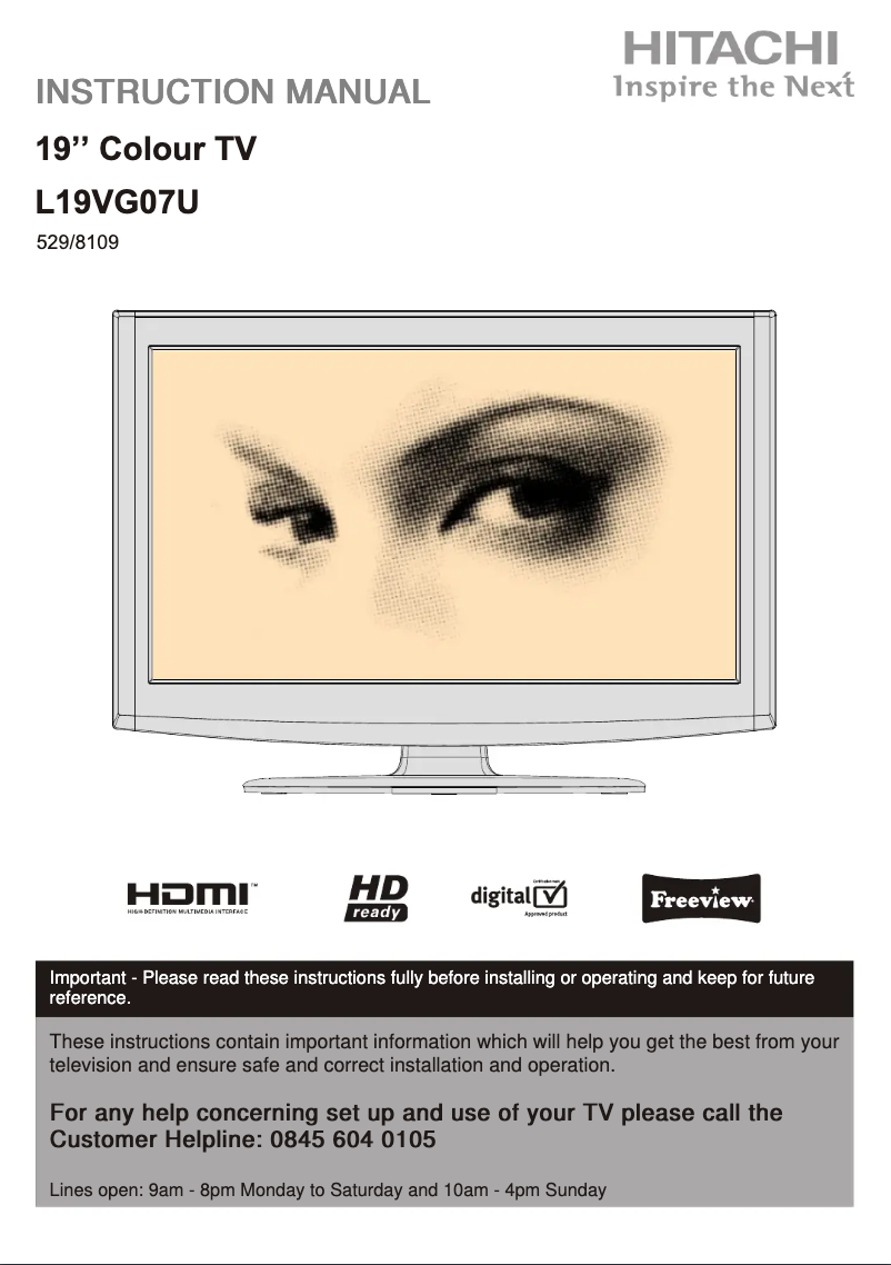 Page 1 de la notice Manuel utilisateur Hitachi L19VG07U
