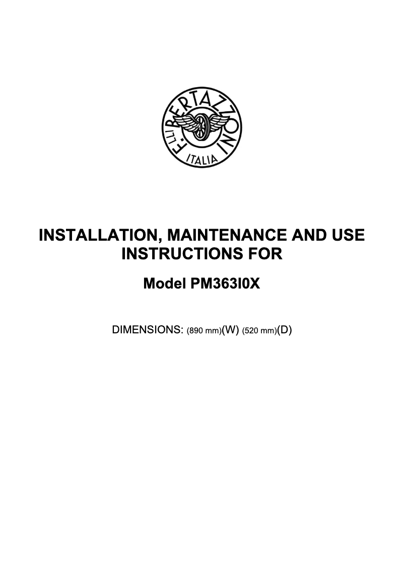 Page 1 de la notice Mode d'emploi Bertazzoni PM36 3 I0 X