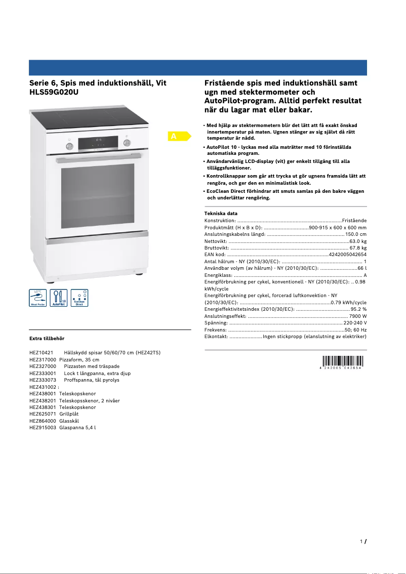 Page 1 de la notice Manuel utilisateur Bosch HLS59G020U