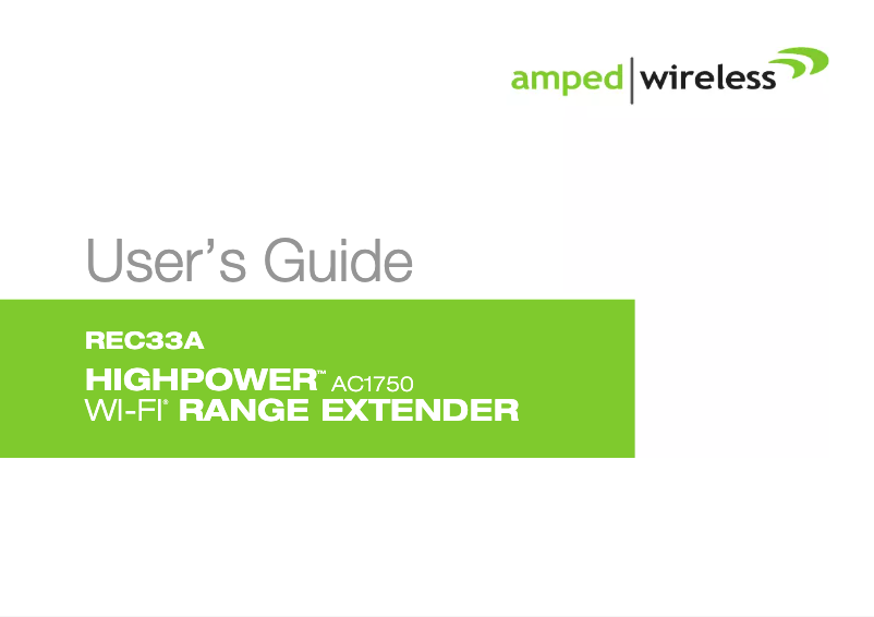 Page n°1 - Manuel utilisateur Amped Wireless HighPower REC33A