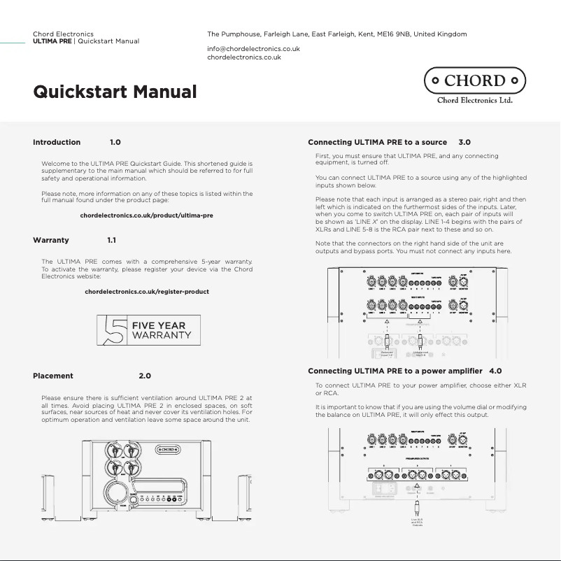 Page n°1 - Manuel utilisateur Chord Ultima Pre