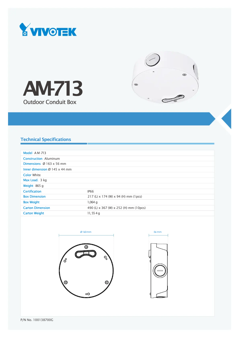 Page 1 de la notice Manuel utilisateur Vivotek AM-713