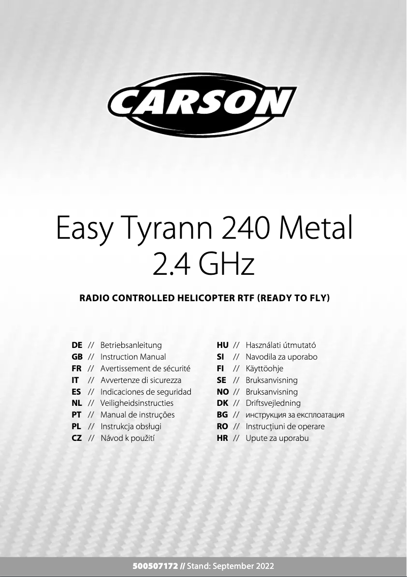 Page 1 de la notice Manuel utilisateur Carson Easy Tyrann 240 Metal
