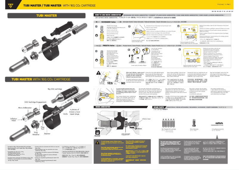 Page 1 de la notice Manuel utilisateur Topeak TUBI MASTER WITH 16G CO