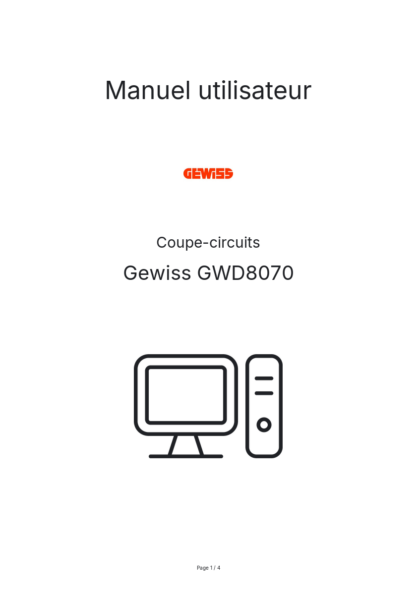 Page n°1 - Manuel utilisateur Gewiss GWD8070