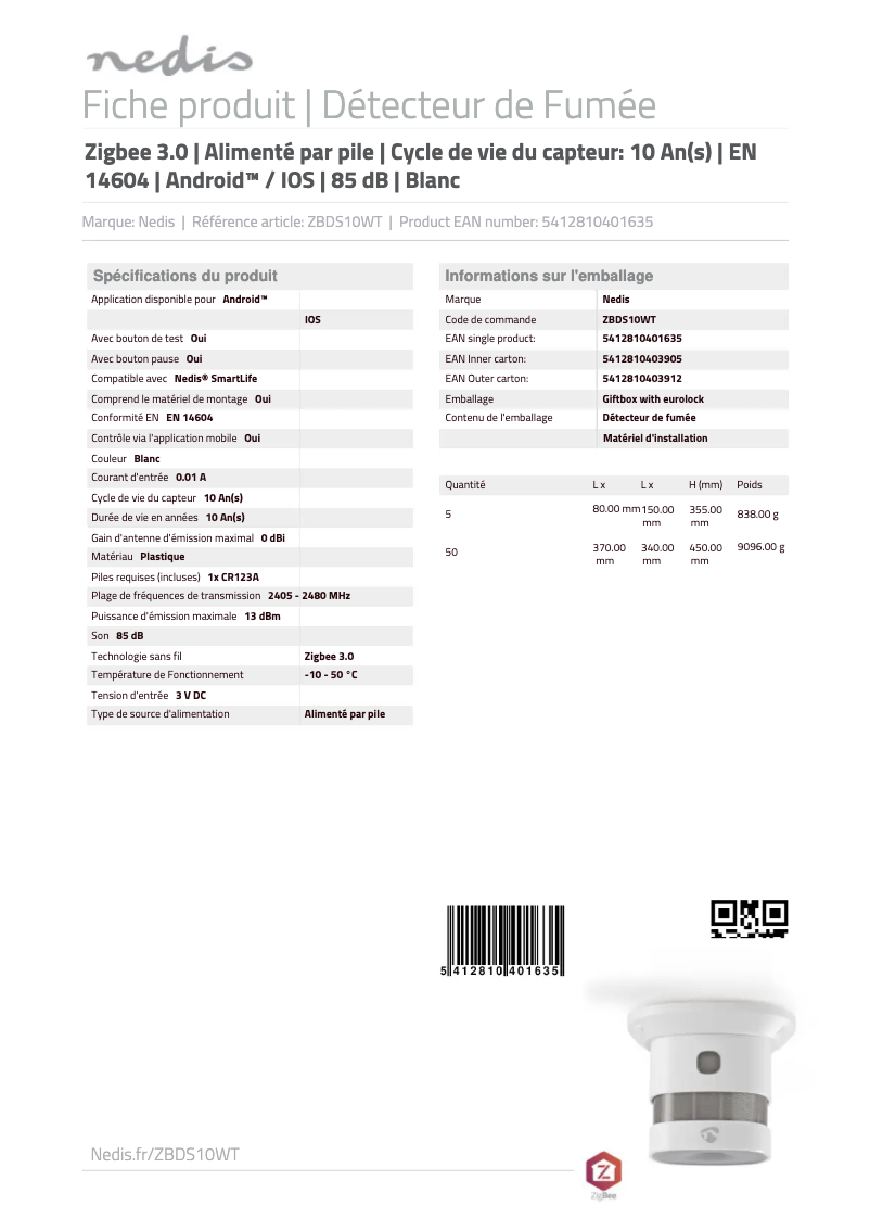 Image de la première page du manuel de l'appareil ZBDS10WT