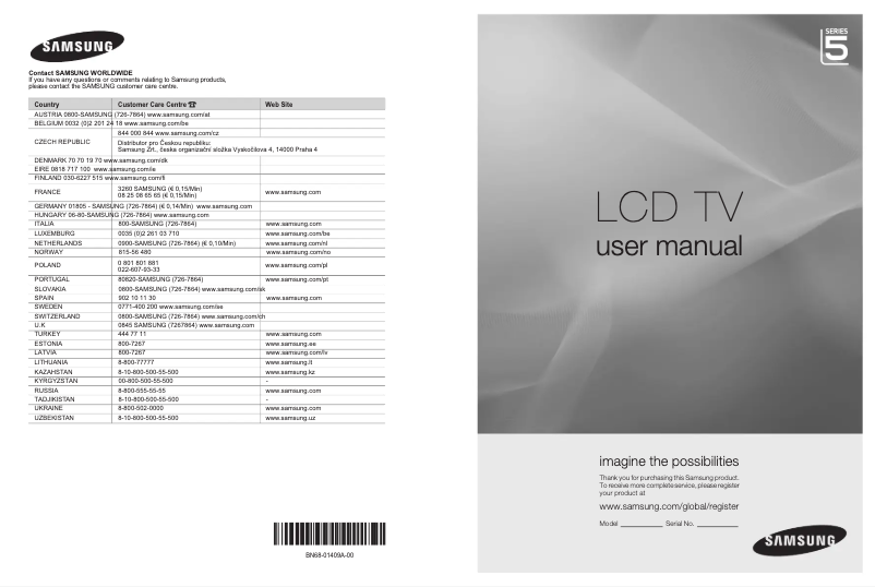 Page n°1 - Manuel utilisateur Samsung LE40A556P1F