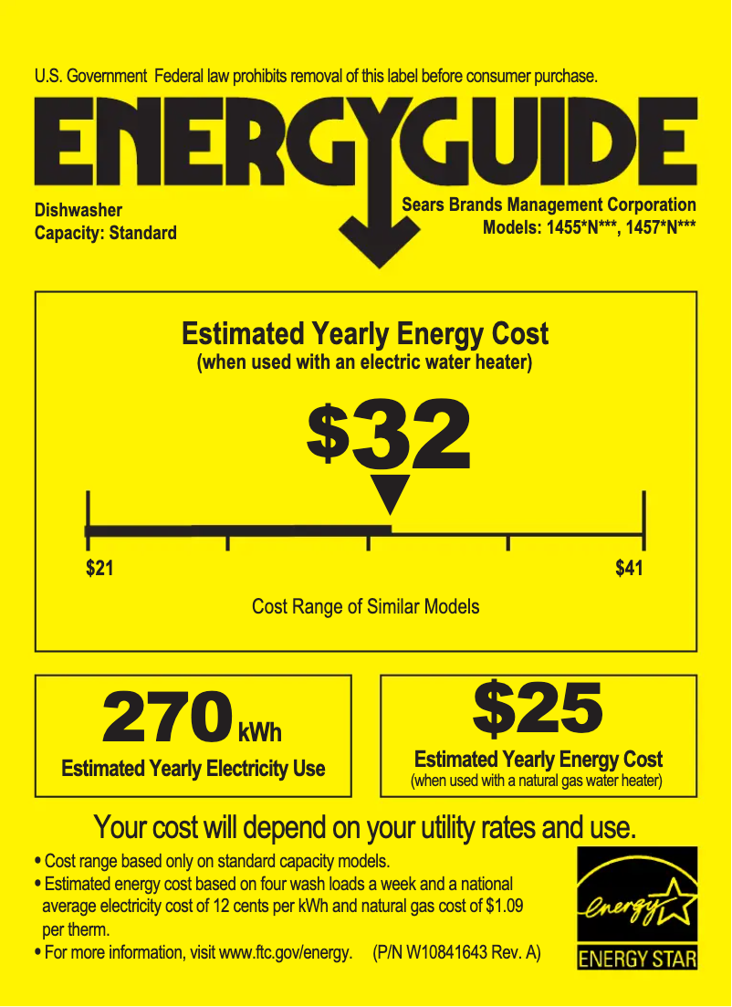 Page n°1 - Label énergétique Kenmore 14573