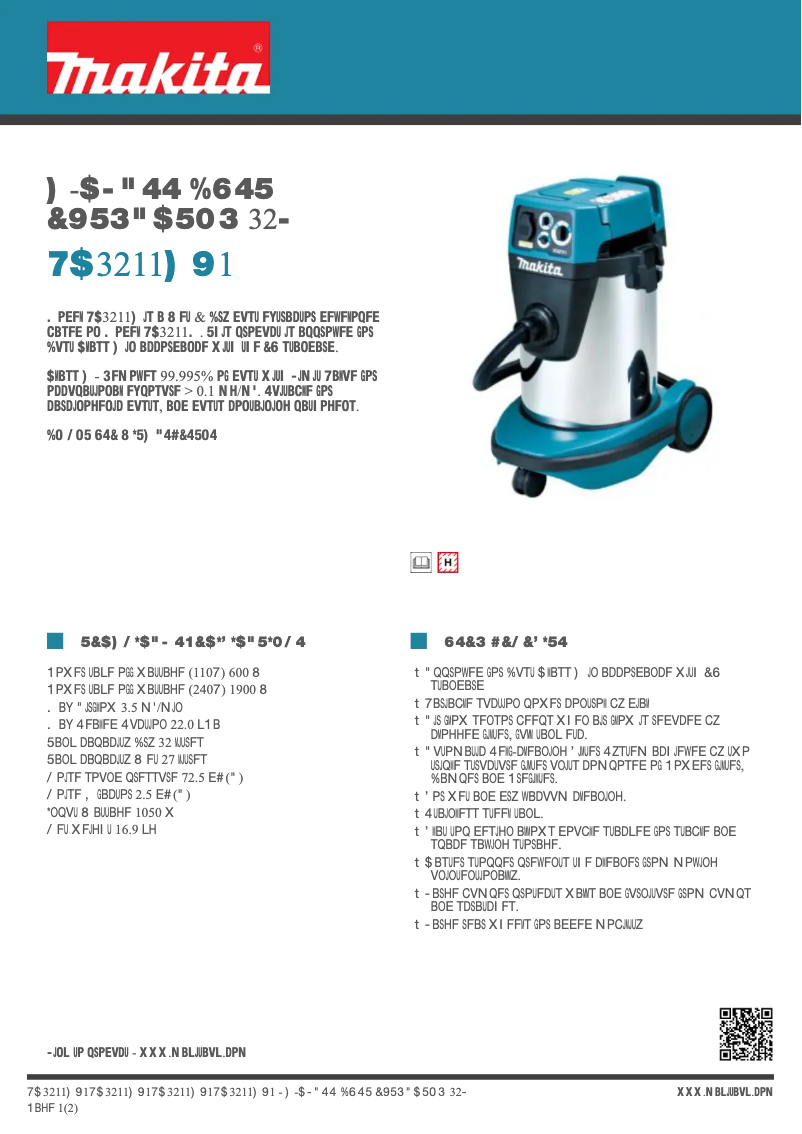 Page n°1 - Fiche technique Makita VC3211H