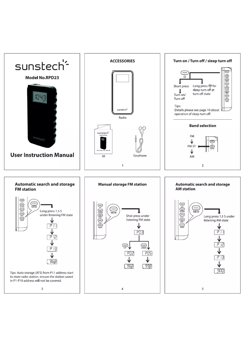 Page 1 de la notice Manuel utilisateur Sunstech RPD23