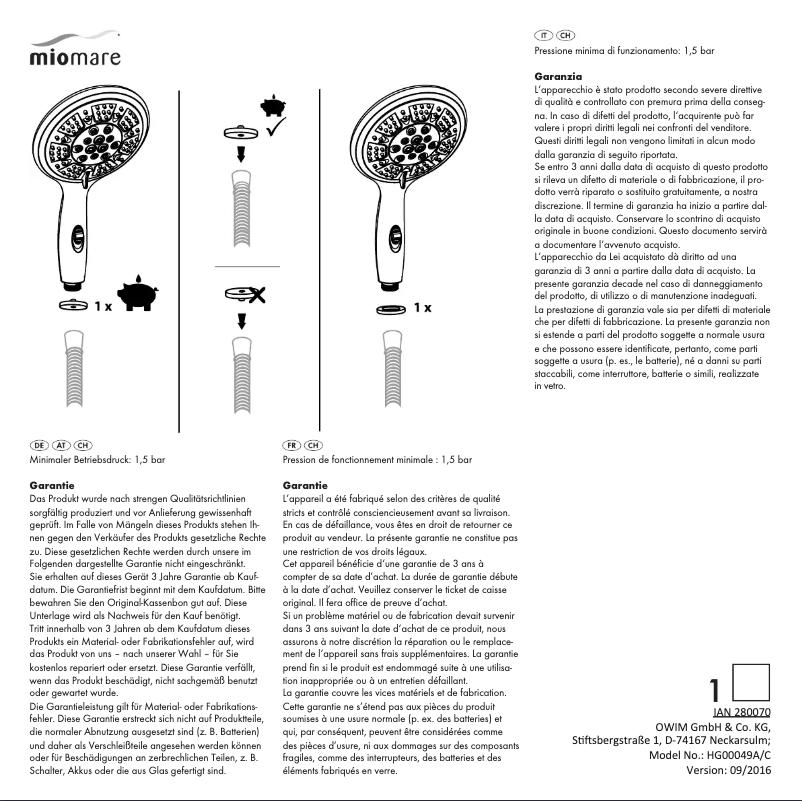 Image de la première page du manuel de l'appareil IAN 280070