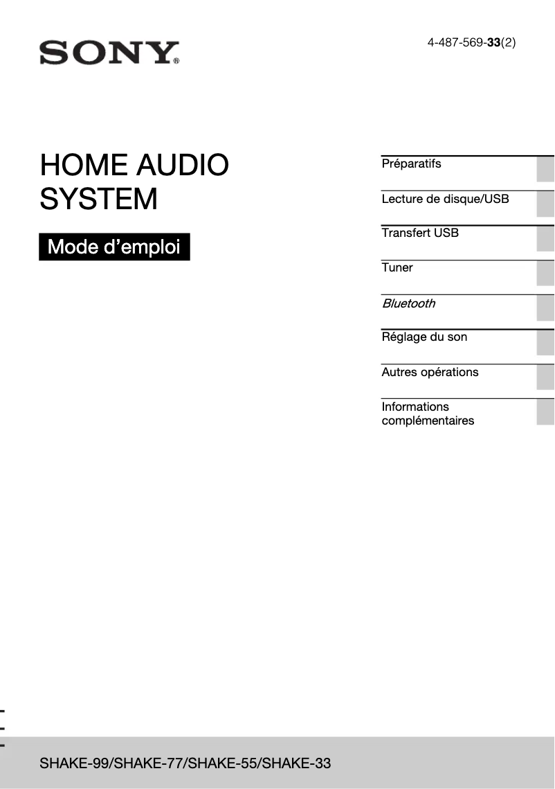 Page 1 de la notice Manuel utilisateur Sony SHAKE-33