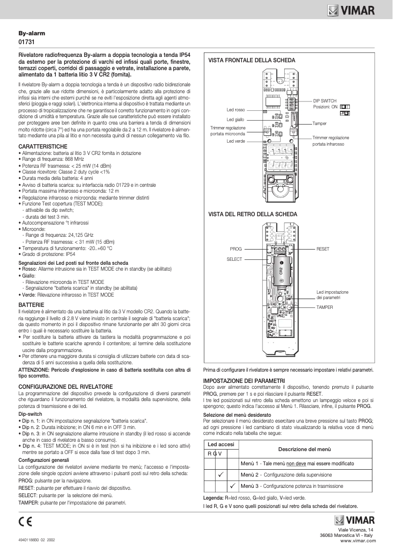 Page n°1 - Manuel utilisateur Vimar 01731
