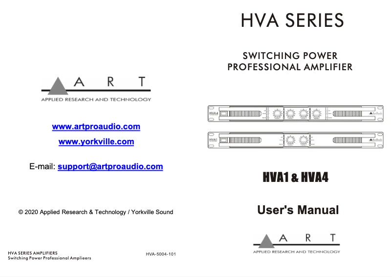Page 1 de la notice Manuel utilisateur ART HVA4