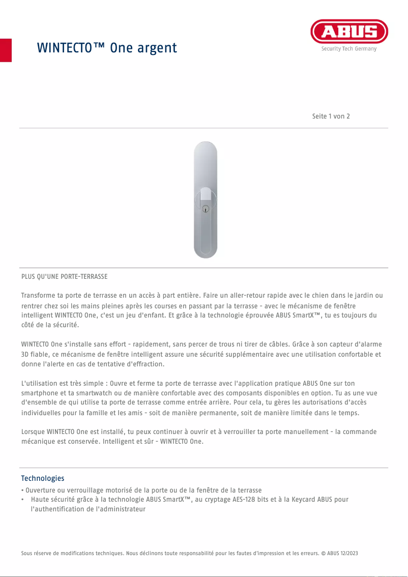 Image de la première page du manuel de l'appareil WINTECTO One