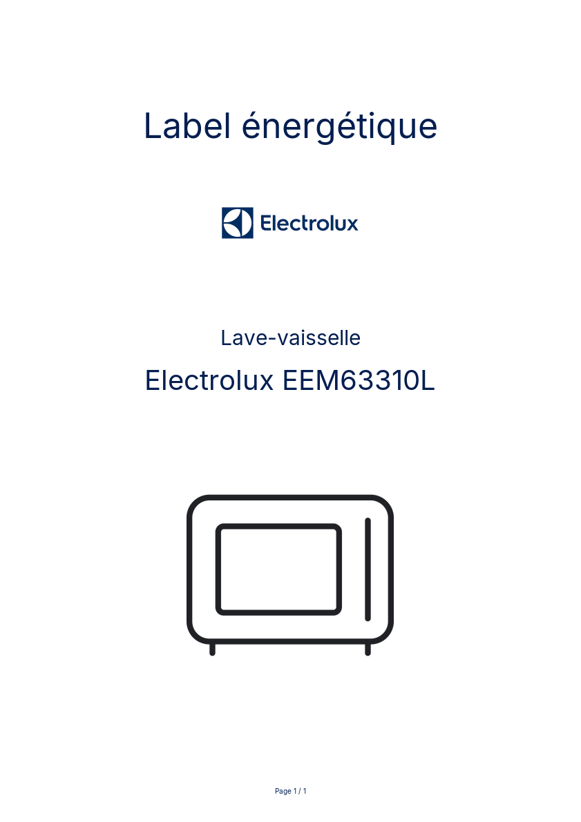 Page n°1 - Label énergétique Electrolux EEM63310L
