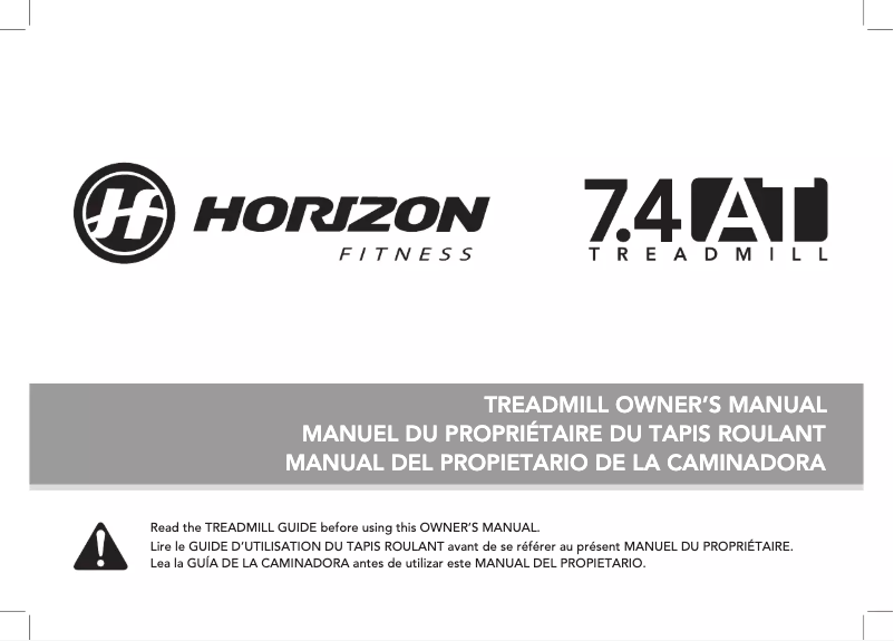 Página 1 del manual Manual de usuario Horizon Fitness Studio 7.4 AT