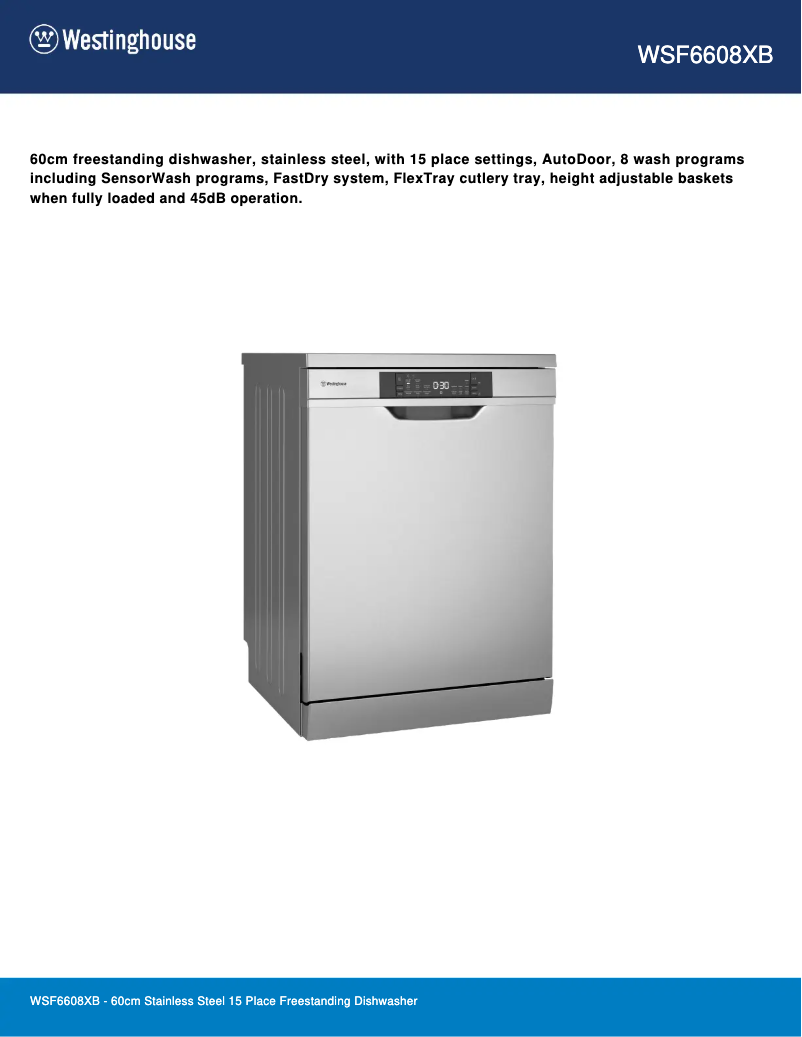 Image de la première page du manuel de l'appareil WSF6608XB