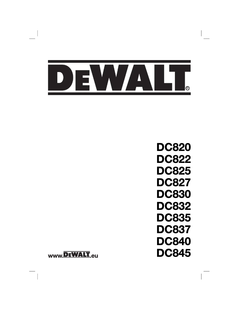 Page 1 de la notice Manuel utilisateur DeWalt DC827