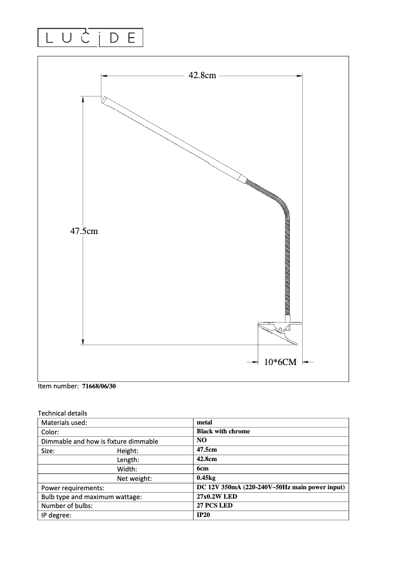 Page n°1 - Manuel utilisateur Lucide Led 71668/06/30