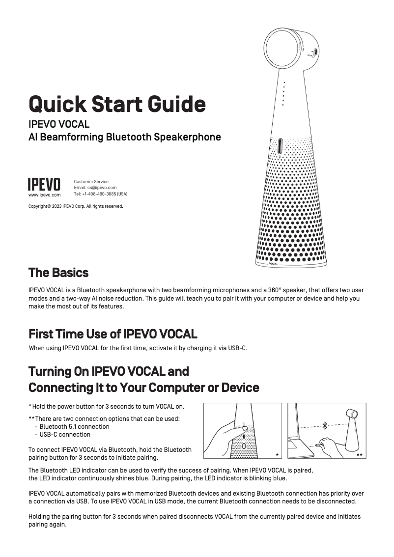 Page 1 de la notice Manuel utilisateur Ipevo Ipevo Vocal