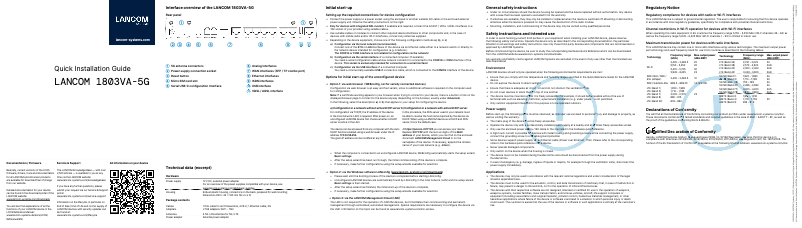 Page n°1 - Guide d'installation Lancom 1803VA-5G