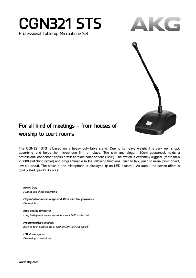 Page n°1 - Manuel utilisateur AKG CGN321 STS