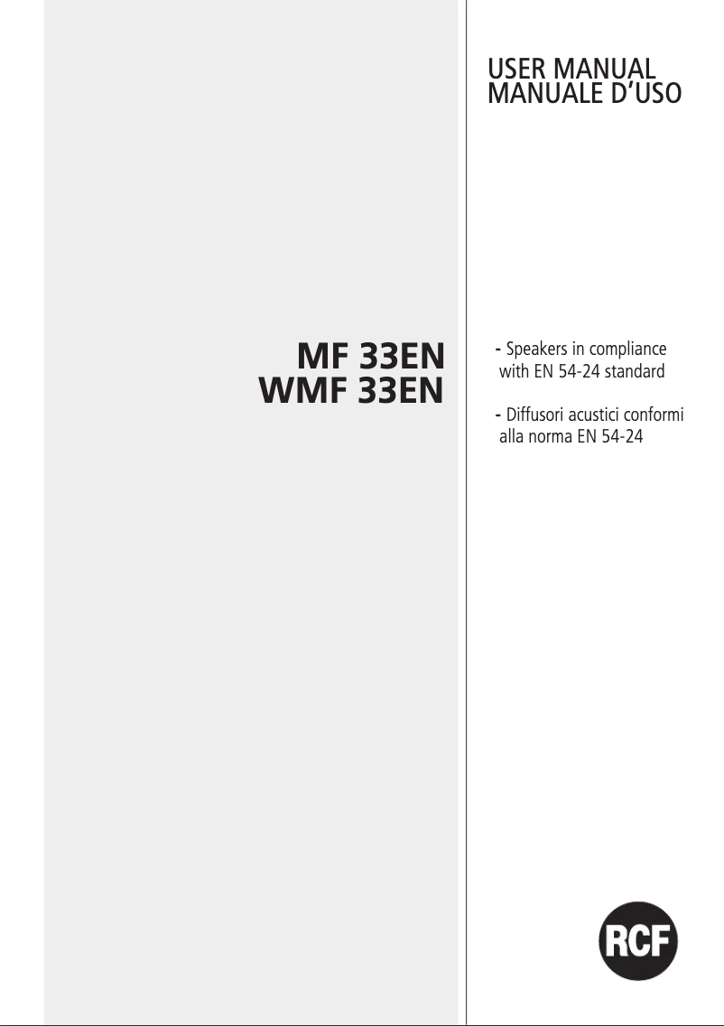 Page 1 de la notice Manuel utilisateur RCF WMF 33EN