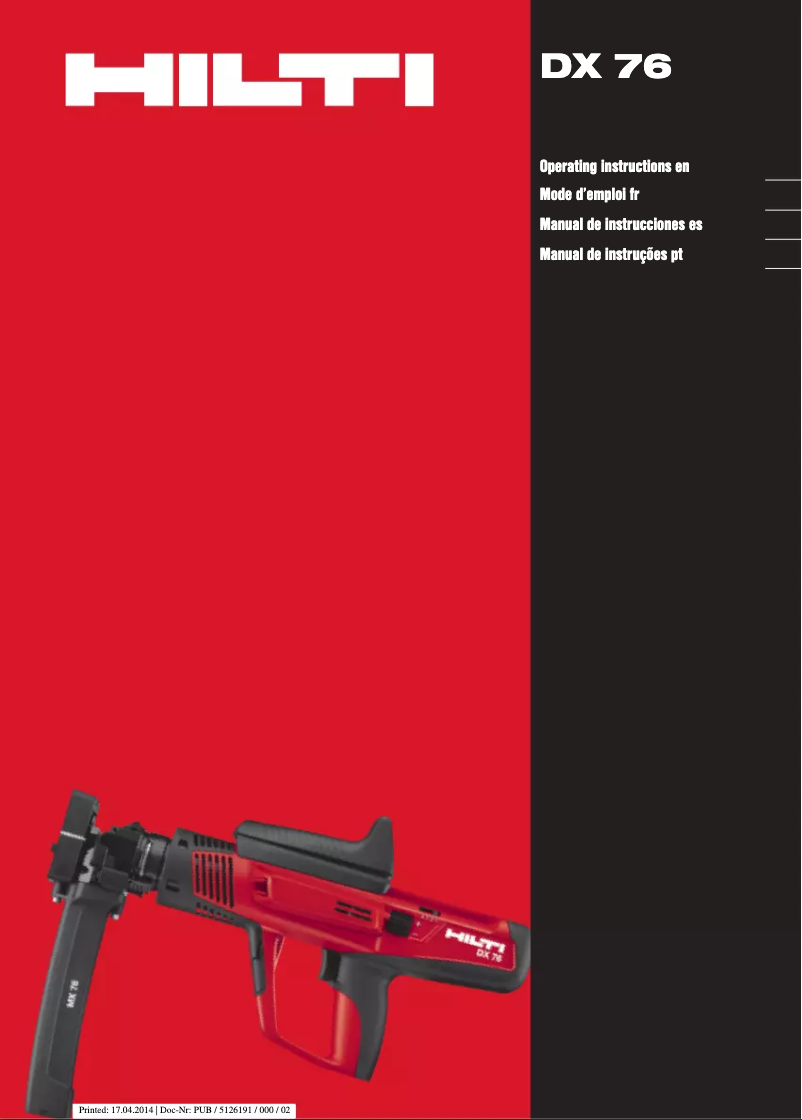 Page n°1 - Manuel utilisateur Hilti DX 76
