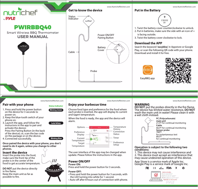 Image de la première page du manuel de l'appareil PWIRBBQ40.5