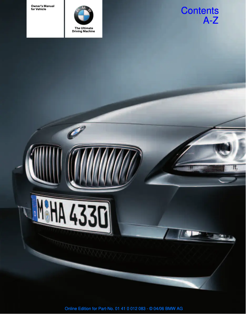 Image de la première page du manuel de l'appareil Z4 3.0i Roadster (2006)