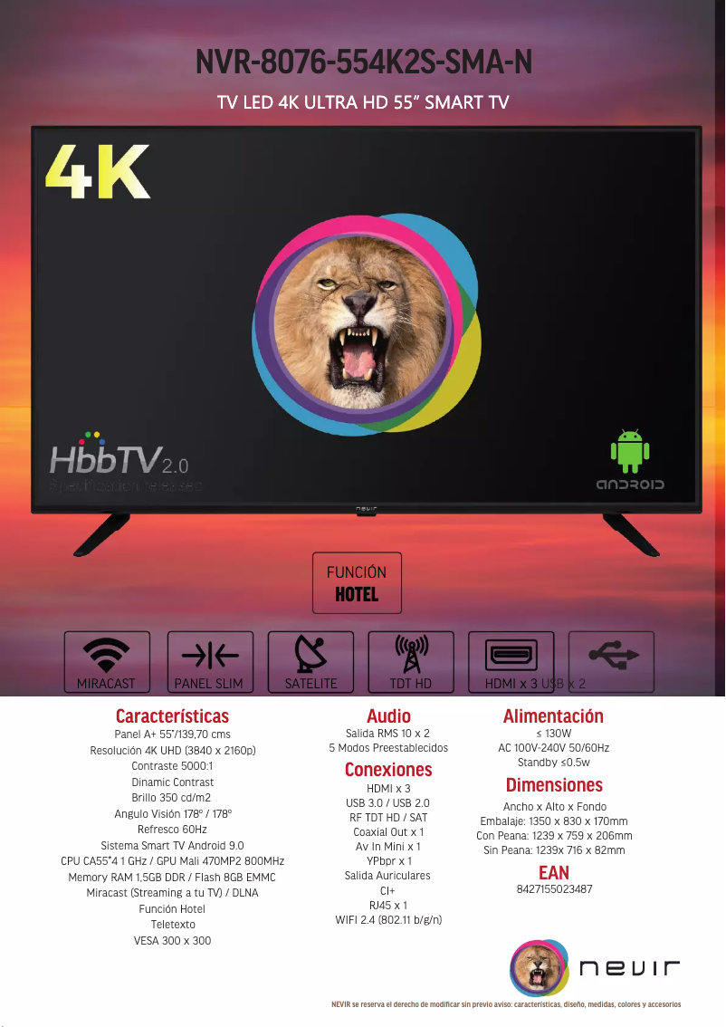 Page n°1 - Brochure Nevir NVR-8076-554K2S-SMA-N TV