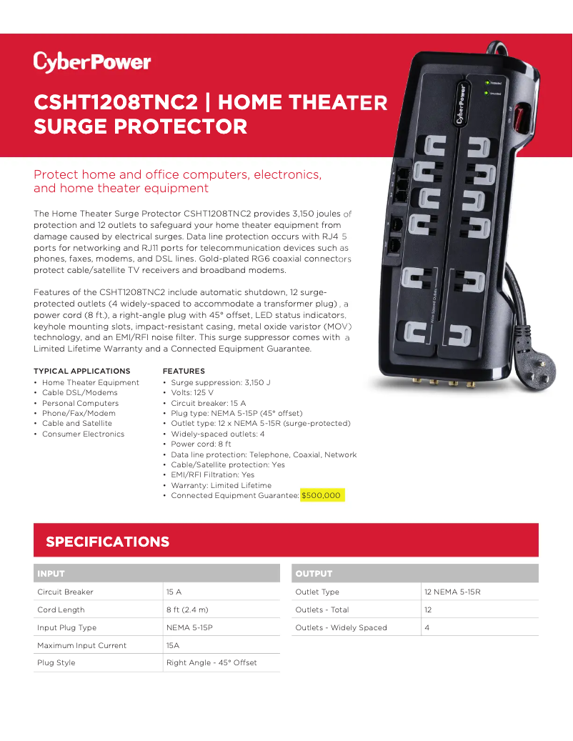 Page n°1 - Fiche technique CyberPower Home Theater CSHT1208TNC2G