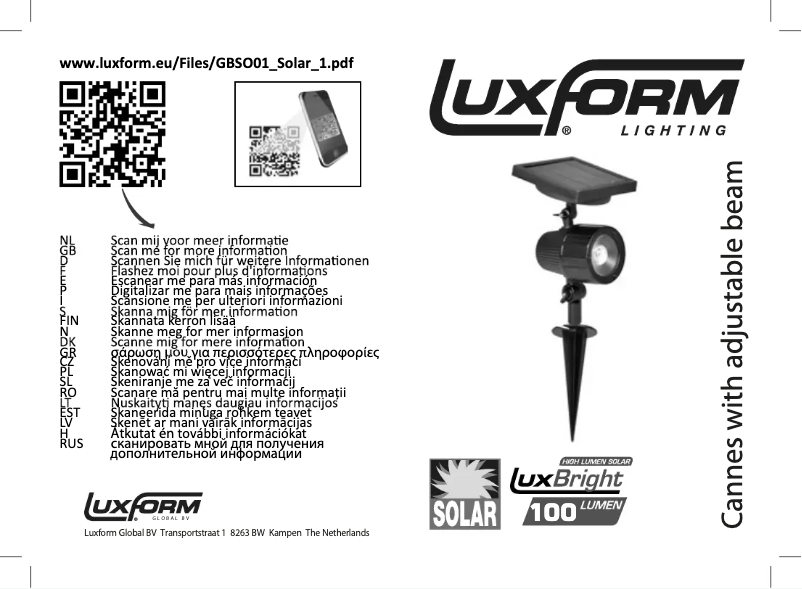 Page n°1 - Manuel utilisateur Luxform Lighting Cannes