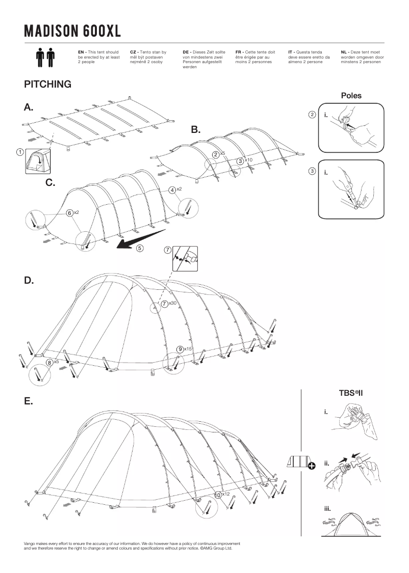 Page 1 de la notice Manuel utilisateur Vango Madison 600XL
