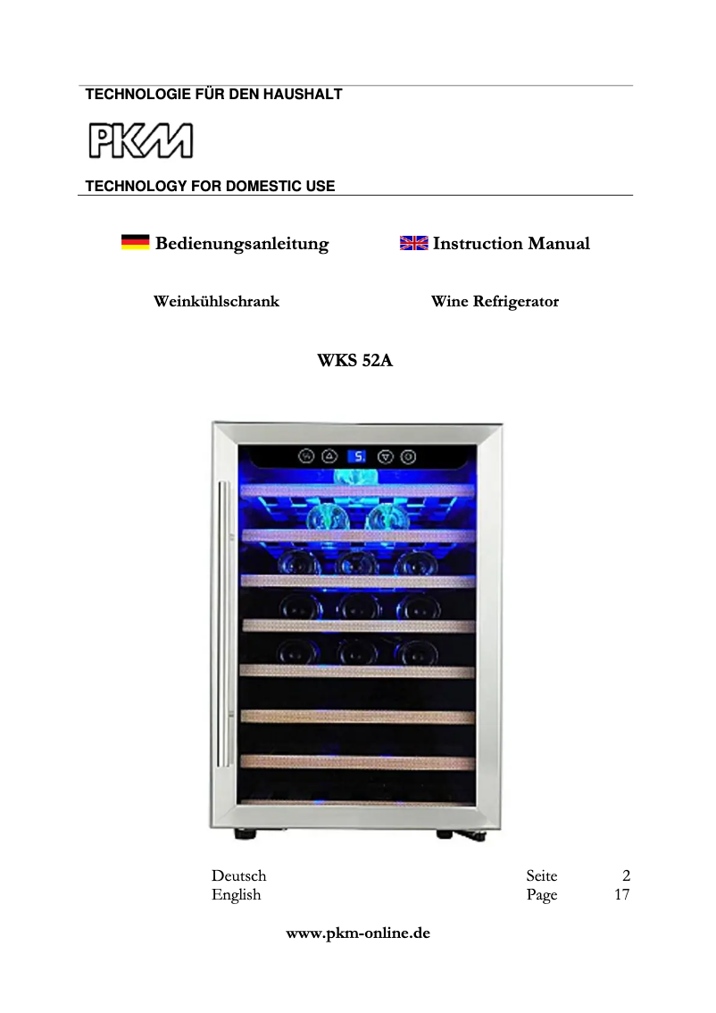 Image de la première page du manuel de l'appareil WKS52A