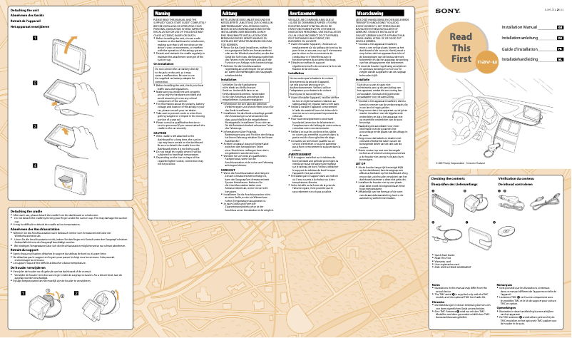 Page n°1 - Guide d'installation Sony NV-U82G