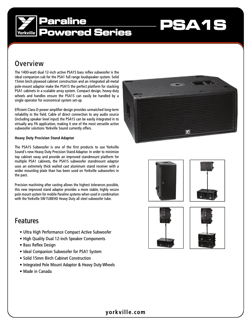 First page image of the manual for Paraline PSA1S
