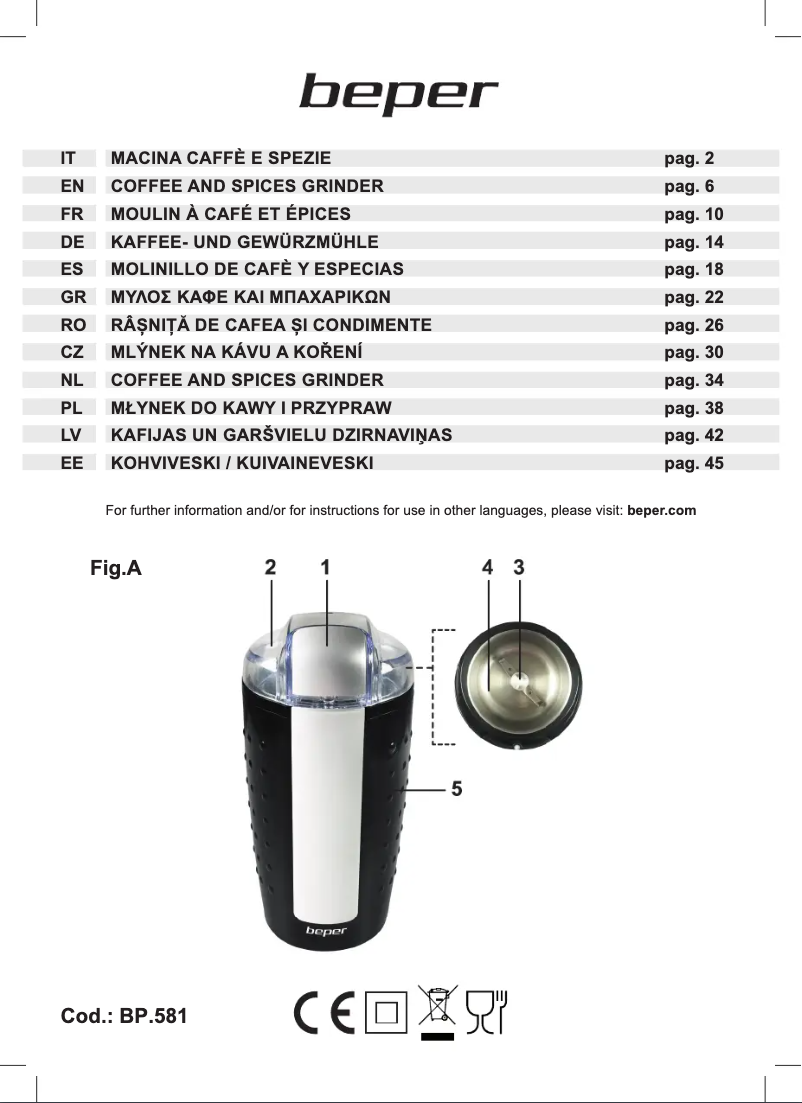 Imagen de la primera página del manual del dispositivo BP.581