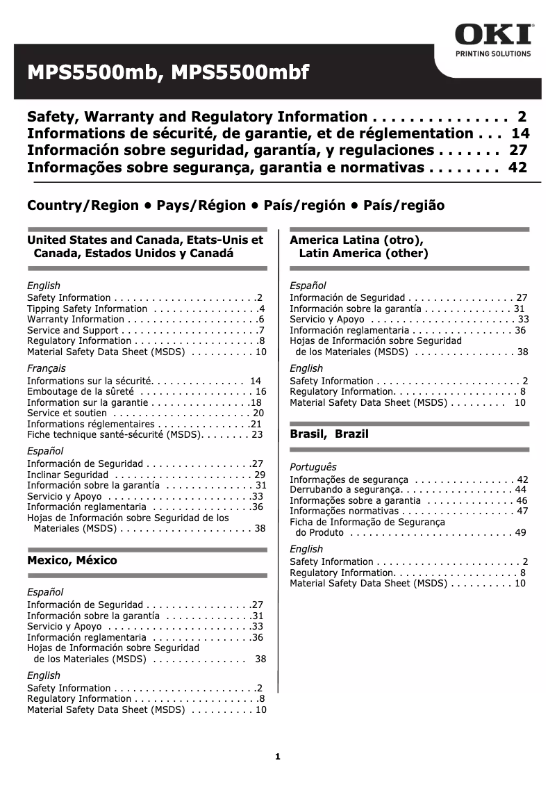 Page 1 of the manual User Manual OKI MPS5502mb